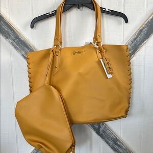 Jessica Simpson Mustard Tote with Removable Zip Pouch